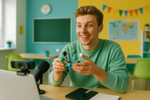 Демонстрация модели перед камерой на занятии