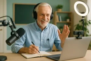 Пожилой преподаватель отвечает в прямом эфире